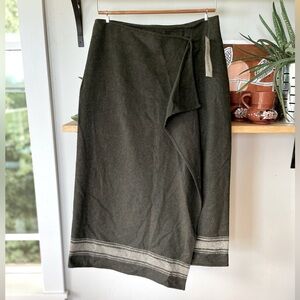 Vintage Evan Piccone Dark Olive Green Faux Wrap Maxi Skirt Size 10